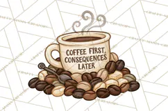 Sarcastic Coffee Clipart, Funny Coffee PNG Product Image 5