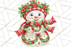 Patterned Snowman Christmas Clipart PNG Product Image 5