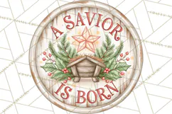 Religious Christmas Nativity Round Sign Clipart PNG Product Image 5