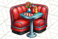 Retro Diner Clipart PNG 1950s Vintage Food Jukebox Product Image 2