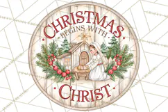 Religious Christmas Nativity Round Sign Clipart PNG Product Image 2