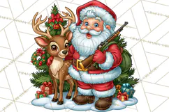 Christmas Hunting Clipart Santa Deer PNG Product Image 3
