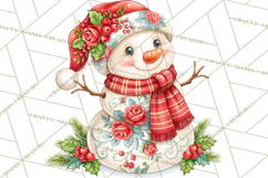 Patterned Snowman Christmas Clipart PNG Product Image 2