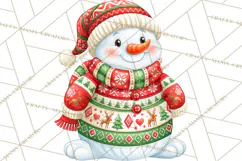 Patterned Snowman Christmas Clipart PNG Product Image 3