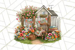 Patchwork Village Clipart PNG, Quilting Seamstress Quilt Product Image 3
