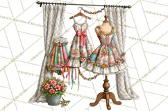 Patchwork Village Clipart PNG, Quilting Seamstress Quilt Product Image 4