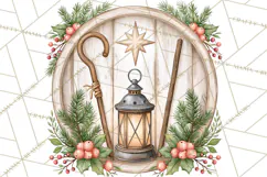 Religious Christmas Nativity Round Sign Clipart PNG Product Image 4