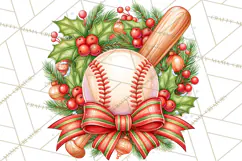 Christmas Baseball Clipart PNG Product Image 3