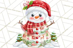 Patterned Snowman Christmas Clipart PNG Product Image 4