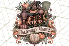Retro Halloween Sign Clipart PNG Product Image 4