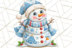 Patterned Snowman Christmas Clipart PNG Product Image 5