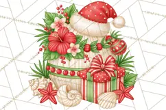 Tropical Christmas Beach Clipart PNG, Christmas Beach Decor Product Image 5