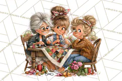 Patchwork Village Clipart PNG, Quilting Seamstress Quilt Product Image 5
