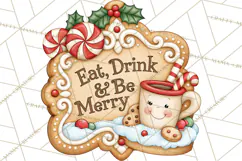 Gingerbread Christmas Signs PNG, Cute Christmas Sayings Product Image 5