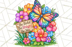 Colorful Butterfly Inspirational Clipart PNG, Floral Png Product Image 5