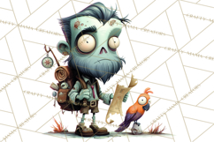 Cute Halloween Zombie Clipart PNG Product Image 4