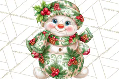 Patterned Snowman Christmas Clipart PNG Product Image 2