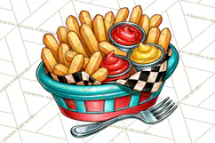 Retro Diner Clipart PNG 1950s Vintage Food Jukebox Product Image 4