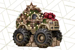 Christmas Monster Truck Clipart PNG Product Image 3