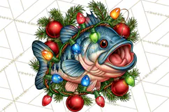 Christmas Fishing Clipart PNG Product Image 3