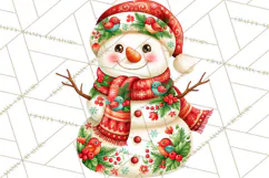 Patterned Snowman Christmas Clipart PNG Product Image 3