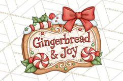 Gingerbread Christmas Signs PNG, Cute Christmas Sayings Product Image 4