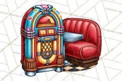 Retro Diner Clipart PNG 1950s Vintage Food Jukebox Product Image 5