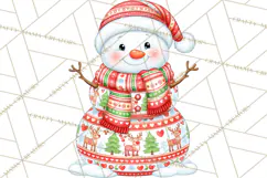 Patterned Snowman Christmas Clipart PNG Product Image 4