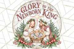 Religious Christmas Nativity Round Sign Clipart PNG Product Image 4