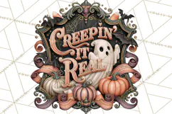 Retro Halloween Sign Clipart PNG Product Image 4