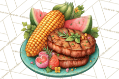 Girls Back Yard Barbecue Girly Grilling BBQ Clipart Product Image 3