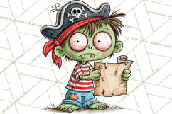 Zombie Hollow Cute Zombie Halloween Clipart PNG Product Image 4