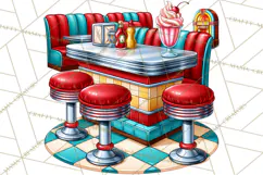 Retro Diner Clipart PNG 1950s Vintage Food Jukebox Product Image 4