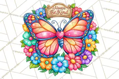 Colorful Butterfly Inspirational Clipart PNG, Floral Png Product Image 3