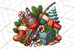 Christmas Fishing Clipart PNG Product Image 4