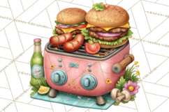 Girls Baryard Barbecue Girly Grilling BBQ Clipart Product Image 2