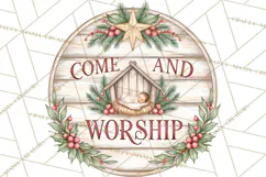 Religious Christmas Nativity Round Sign Clipart PNG Product Image 3
