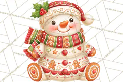 Patterned Snowman Christmas Clipart PNG Product Image 5