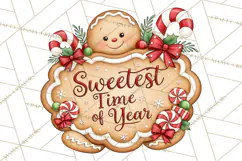 Gingerbread Christmas Signs PNG, Cute Christmas Sayings Product Image 5