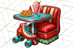 Retro Diner Clipart PNG 1950s Vintage Food Jukebox Product Image 2