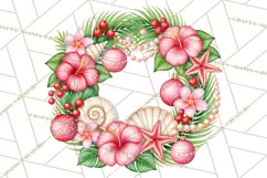 Tropical Christmas Beach Clipart PNG, Christmas Beach Decor Product Image 5