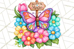 Colorful Butterfly Inspirational Clipart PNG, Floral Png Product Image 5