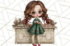 Whimsical Christmas Girls PNG Clipart, Holiday Characters Product Image 5