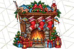 Christmas Fishing Clipart PNG Product Image 2