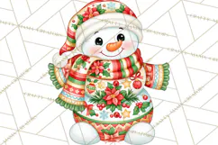 Patterned Snowman Christmas Clipart PNG Product Image 2