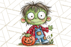 Zombie Hollow Cute Zombie Halloween Clipart PNG Product Image 2