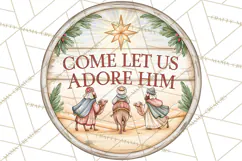 Religious Christmas Nativity Round Sign Clipart PNG Product Image 2