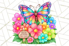 Colorful Butterfly Inspirational Clipart PNG, Floral Png Product Image 2