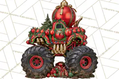 Christmas Monster Truck Clipart PNG Product Image 3