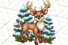 Christmas Hunting Clipart Santa Deer PNG Product Image 3